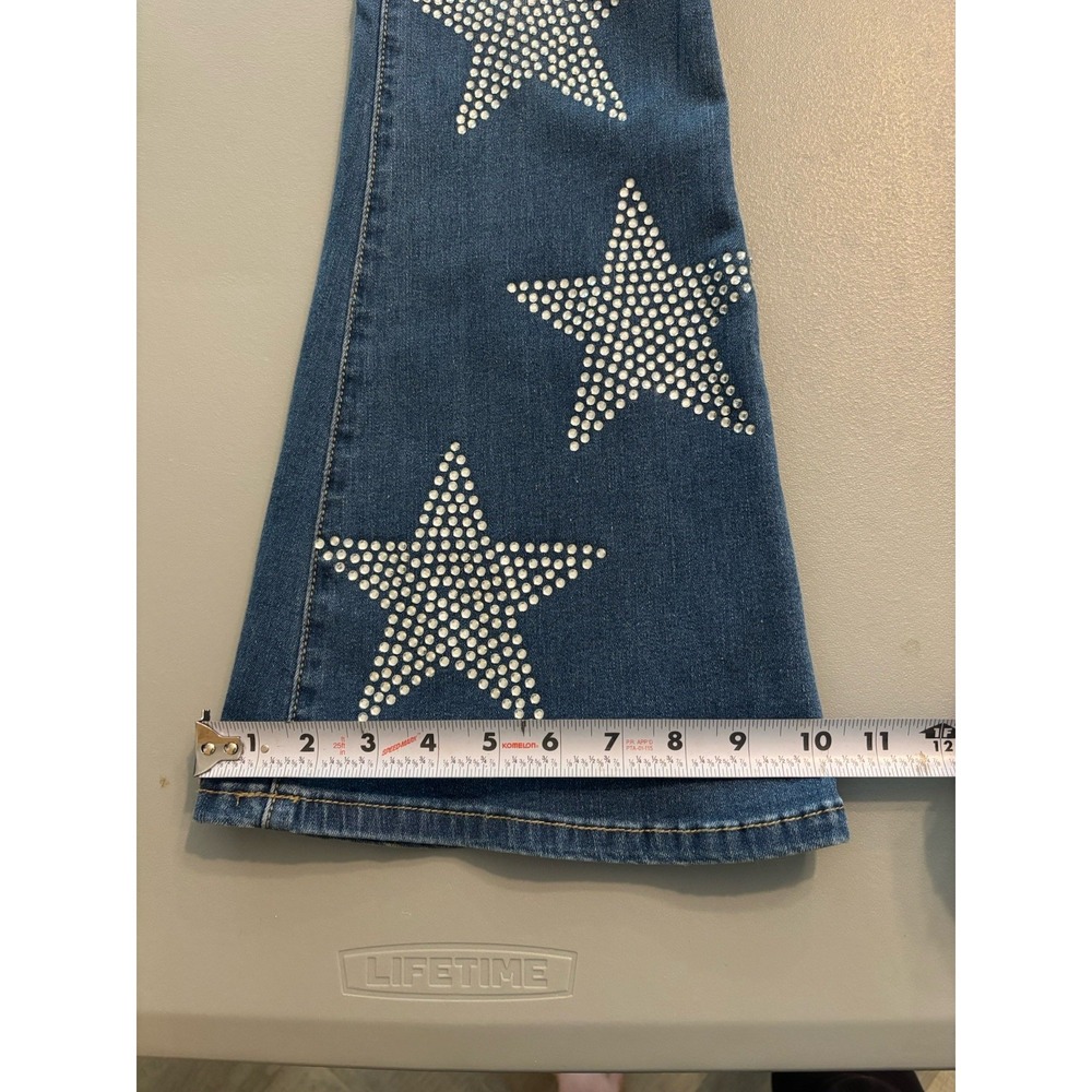 Austin Landing Rhinestone Western Star Flare Mid Rise Jeans Women's Sz 5 Stretch - Picture 8 of 9